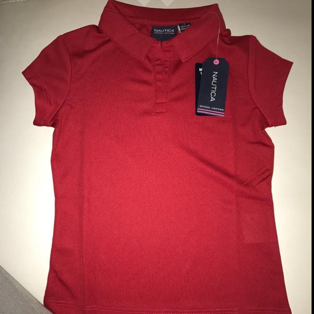 New With Tags -Nautica Girls' School Uniform Short Sleeve Performance Polo Shirt